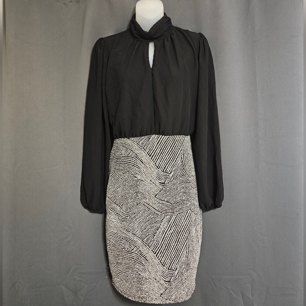 Sz S Black Sheer Top/Bodycon Dress